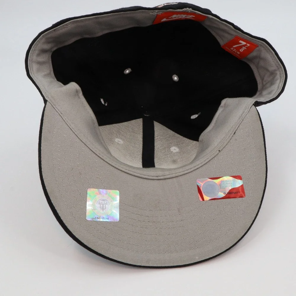 Nike 643 Oregon State Beavers Fitted Baseball Cap‎ Mens 7 7/8 Black Orange Logo